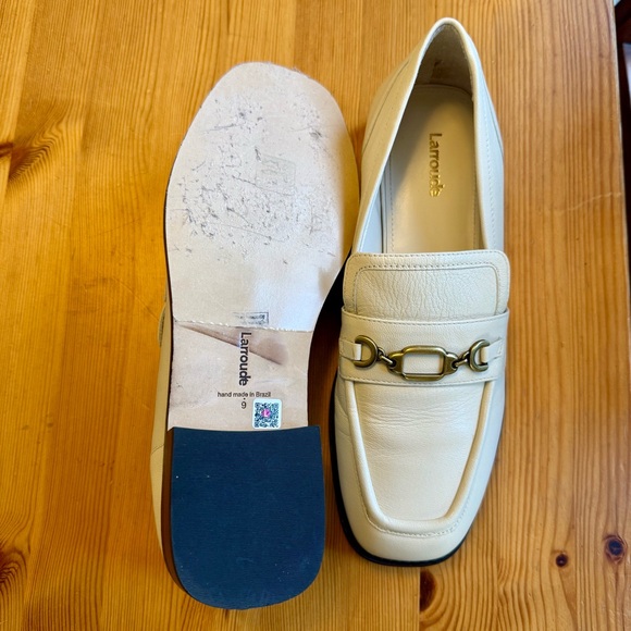 Larroude Cream Leather Loafers - Picture 7 of 16